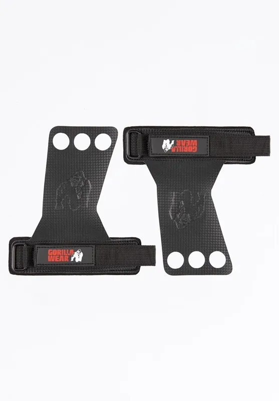 3HOLE CARBON LIFTING GRIPS  BLACK  XL