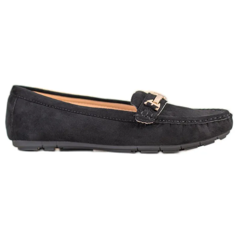 Fama Loafers van textiel zwart