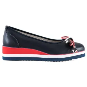 Filippo Comfortabele leren pumps marineblauw