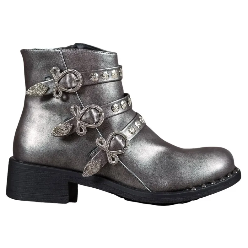 Forever Folie Laarzen met studs grijs