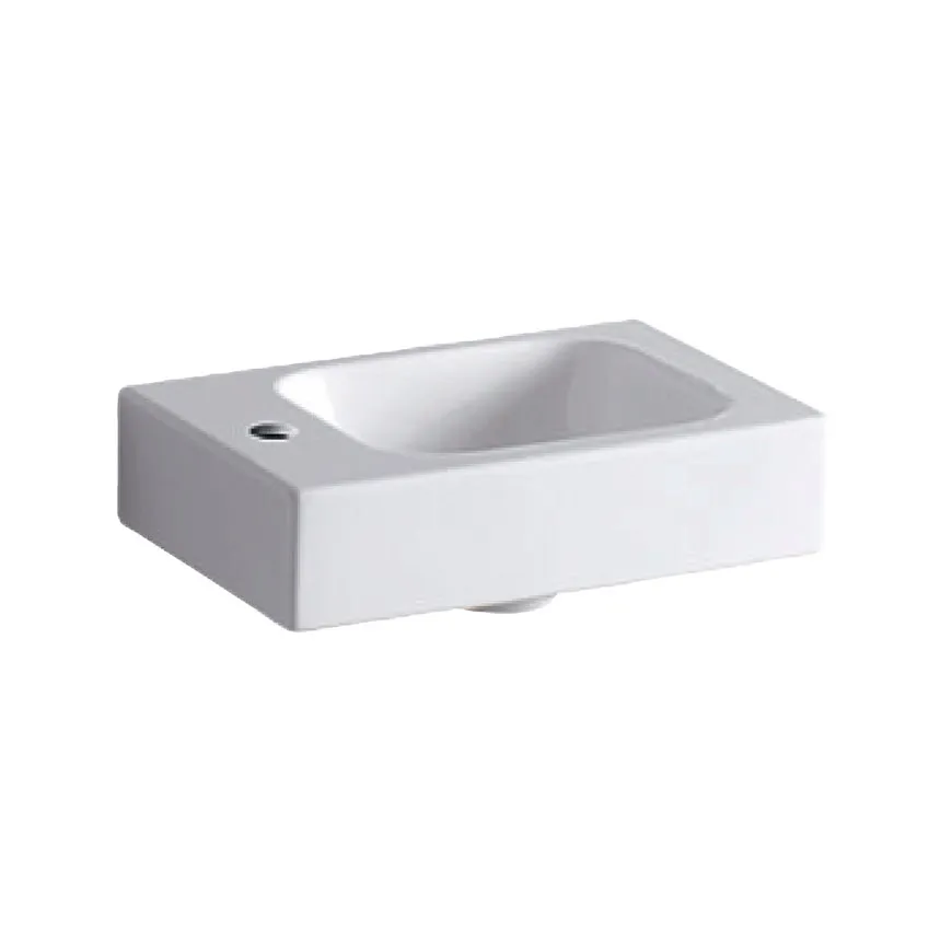 Geberit fontein, type iCon, 380 x 280 x 135 mm, rechthoek, kraangat links, wit