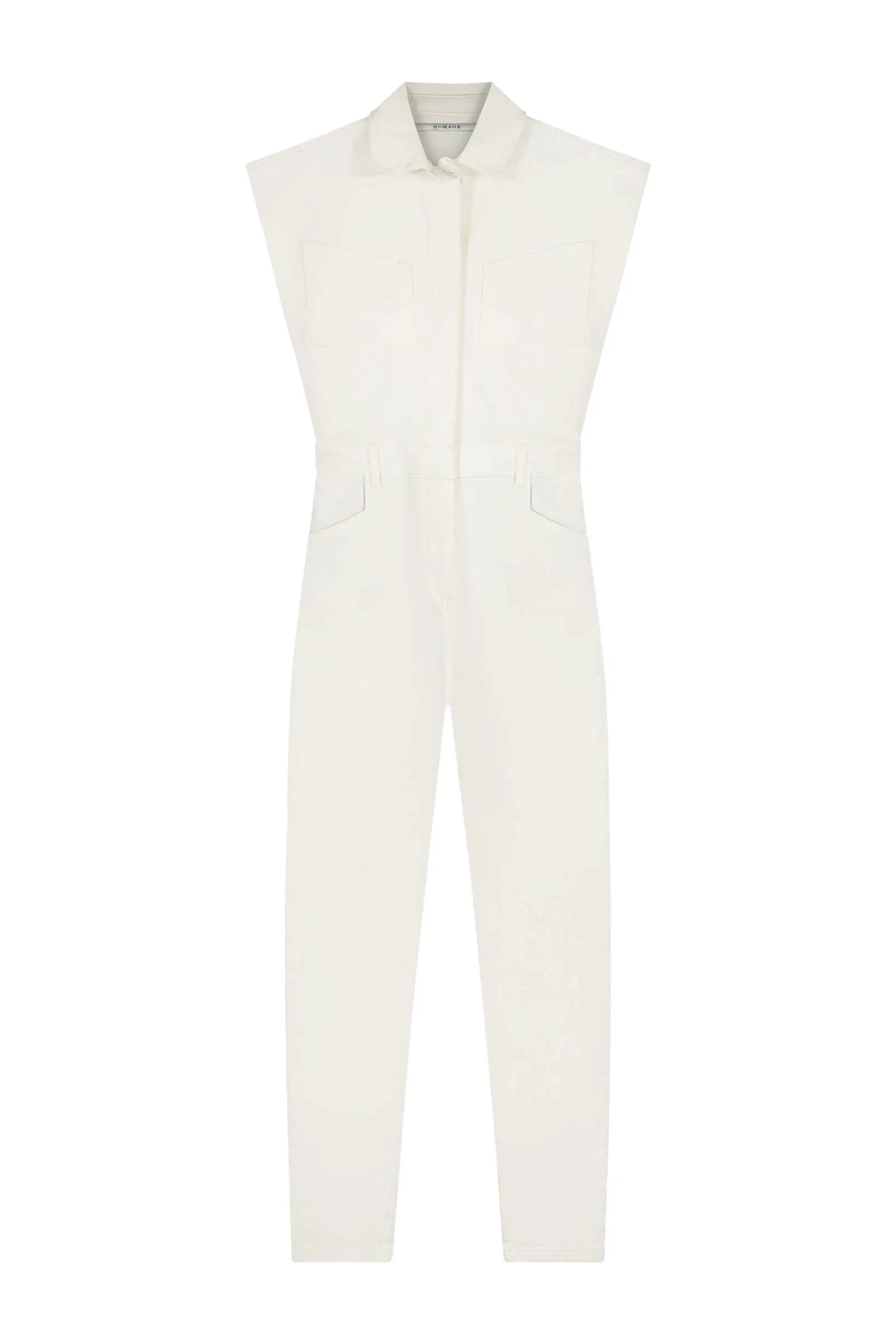 Homage Witte mouwloze denim jumpsuit White Dames