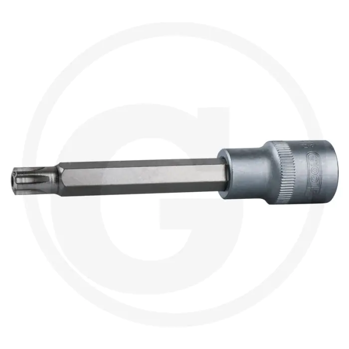 Ks tools 1/2"bit-dopsleutel v.ribe +boring,m13 - lange uitvoering, mat satiniert, 110mm