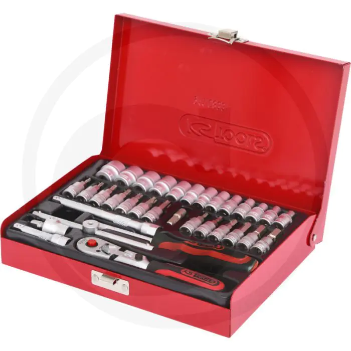 Ks tools 1/4" superlock dopsleutelset, 33-delig in metalen koffer - chrom vanadium, 6-kant, flanktraction-profil