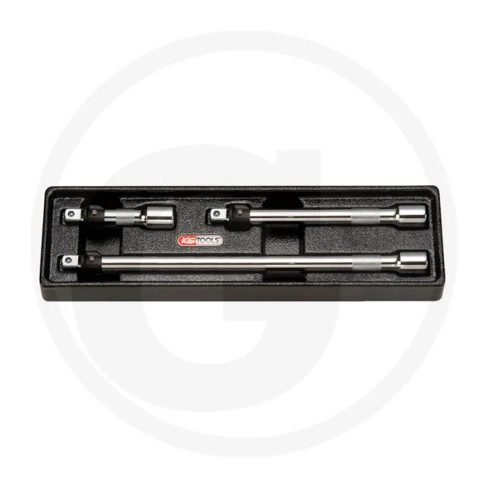 KS TOOLS 3/8" CHROMEPLUS® LOKPLUSVERLENGSTUKSET MET KOGEL ONTGRENDELING, 3DELIG, 75250 MM  HOOGGLANS VERCHROOMD, 3DLG,
