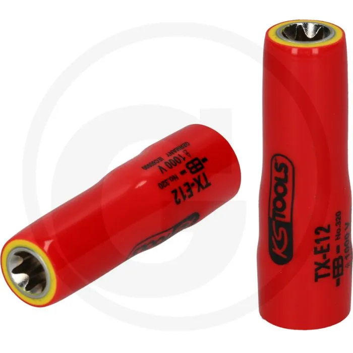 KS TOOLS 3/8" TXSTERNESTECKNUSS MIT SCHUTZISOLIERUNG, E12  VDEGECERTIFICEERD MET 1000V