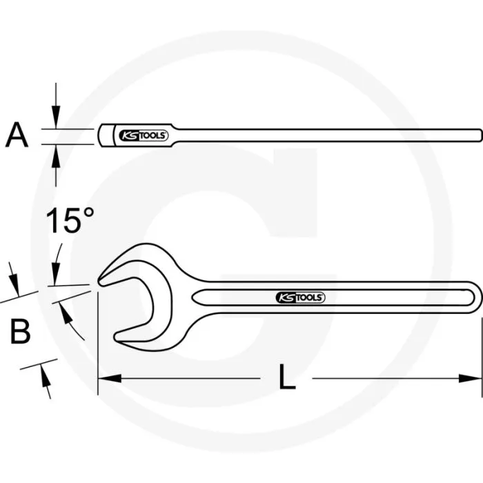 KS TOOLS BRONZE EINMAULSCHLüSSEL 7/8"  VONKVRIJ, 15° BEKHOEK, CORROSIEBESTENDIG