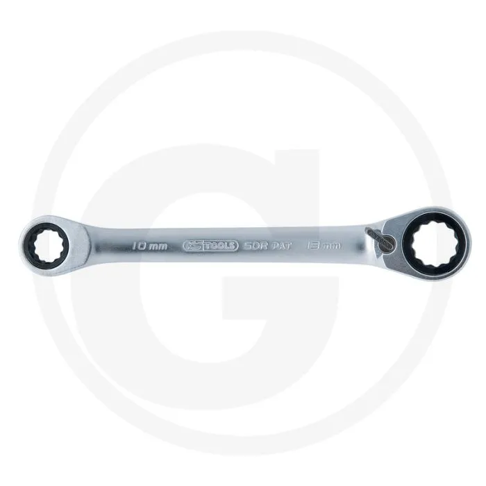 KS TOOLS GEARPLUS® DUBBELE RATELRINGSLEUTEL, OMSCHAKELBAAR, 8X9 MM  72 TANDEN, 15° HOEK  125X20X10 MM