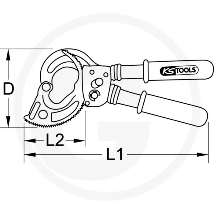 KS TOOLS GEïSOLEERDE RATELKABELSCHAAR, 310 MM  VOOR KOPER EN ALUKABELS TOT 25 MM  MET RATSCHENFUNKTION