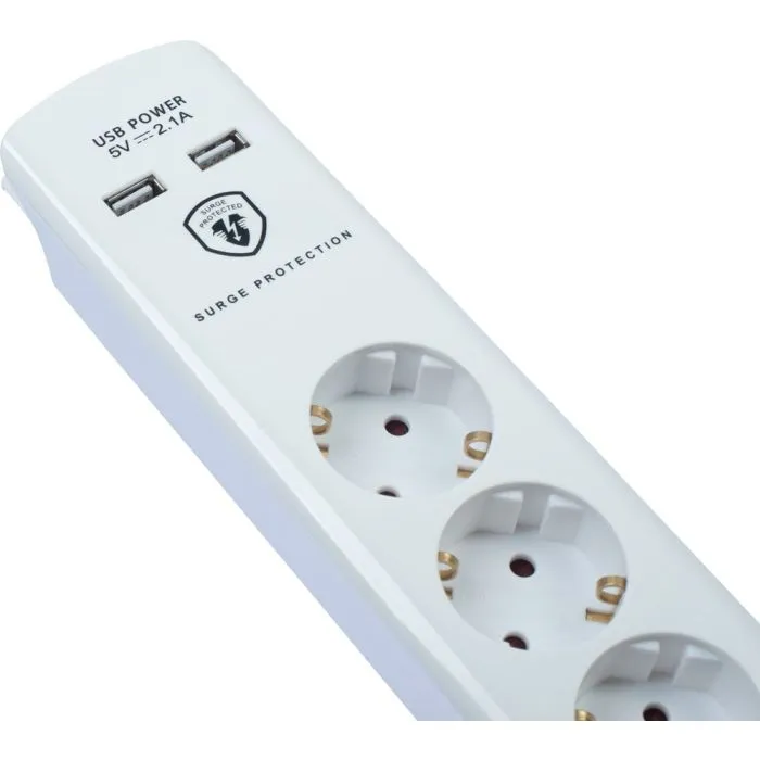 MEISTER STEKKERDOOS 8V SCHAKEL 2XUSB 1,4M W