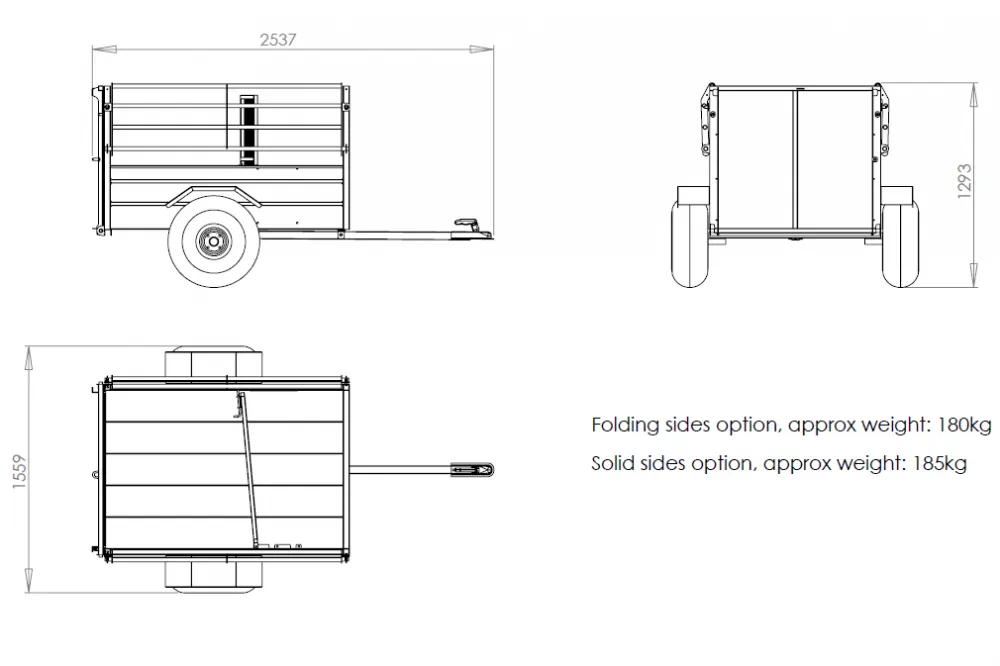 Offroad kleinvee aanhanger, quad trailer met afklapbare zijkanten