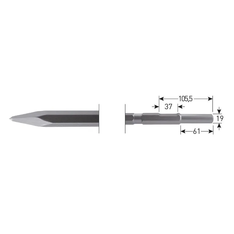 ROTEC 6KANT PUNTBEITEL 380MM 6KANT Ø21,0 / Ø19X65