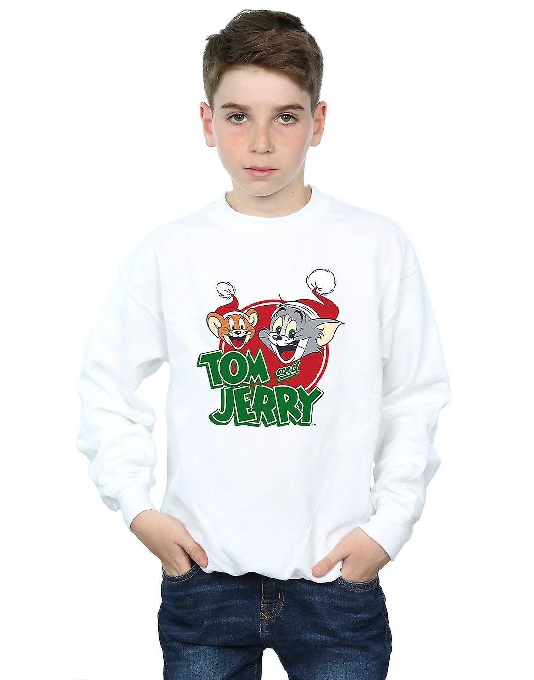 Tom en Jerry Boys Kerstmuts Logo Sweatshirt