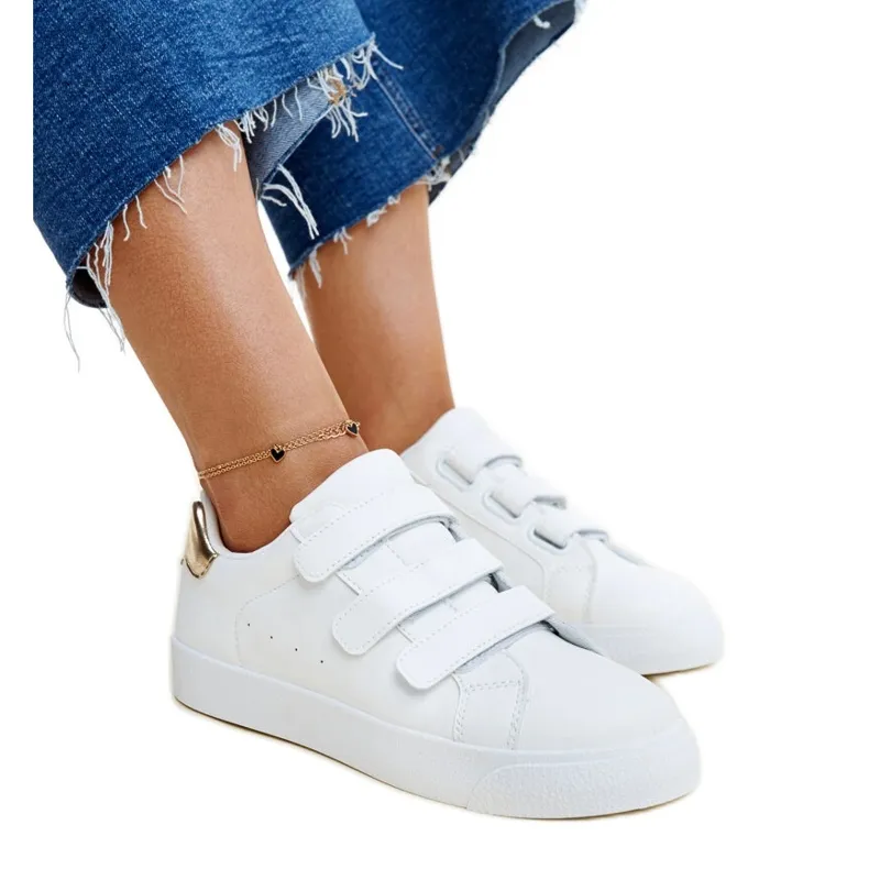Witte en gouden Samala sneakers met klittenband