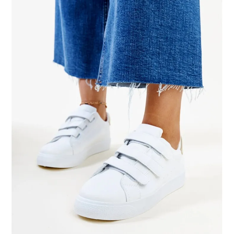 Witte en gouden Samala sneakers met klittenband