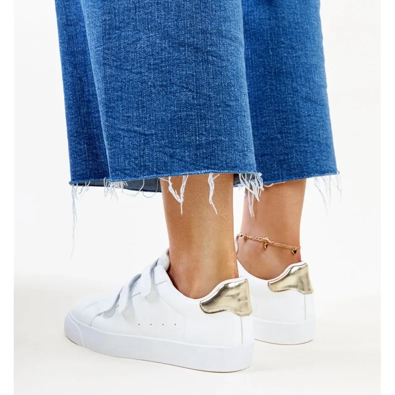 Witte en gouden Samala sneakers met klittenband